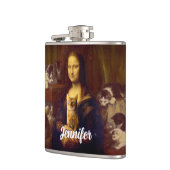 Mona Lisa und ihre Katze Flachmann (Links)