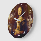 Mona Lisa und ihre Katze Große Wanduhr (Winkel)