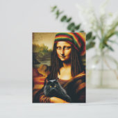 Mona Lisa und ihre schwarze Katze Postkarte (Stehend Vorderseite)