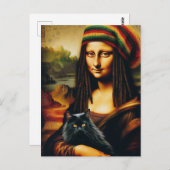 Mona Lisa und ihre schwarze Katze Postkarte (Vorne/Hinten)