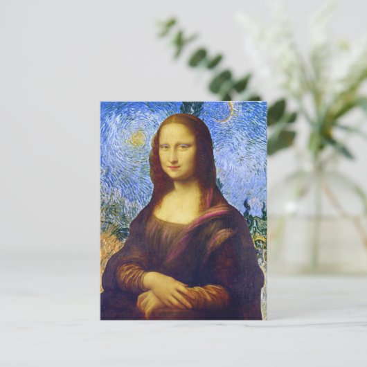 Mona Lisa und Van Gogh Postkarte (Stehend Vorderseite)
