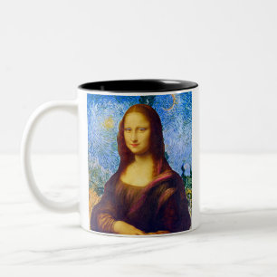 Mona Lisa und Van Gogh Zweifarbige Tasse
