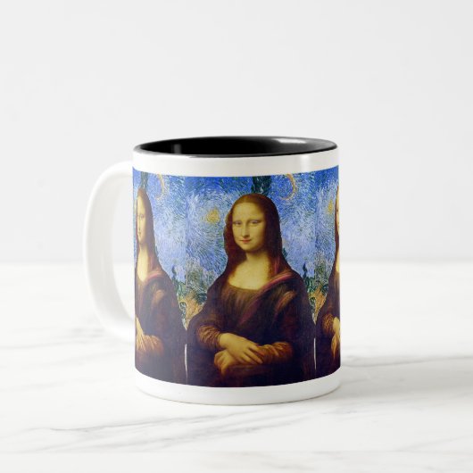 Mona Lisa und Van Gogh Zweifarbige Tasse (Vorderseite Links)