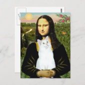 Mona Lisa und Weiße Katze Postkarte (Vorne/Hinten)