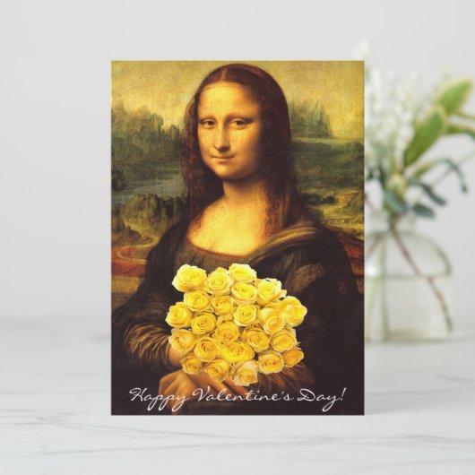 Mona Lisa Valentinstag Feiertagskarte (Stehend Vorderseite)