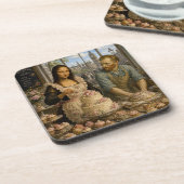 Mona Lisa & Van Gogh Backen Getränkeuntersetzer (Linke Seite)