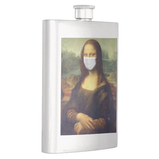 Mona Lisa Via Corona Virus Flachmann (Rechts)