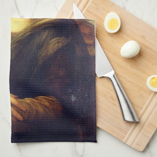 Mona Lisa Via Corona Virus Geschirrtuch (Viertel Falte)