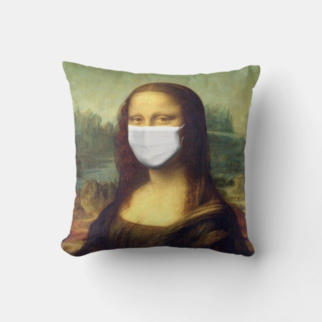 Mona Lisa Via Corona Virus Kissen (Vorderseite)
