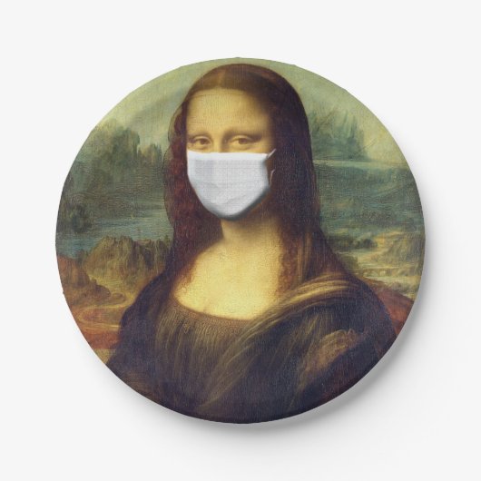 Mona Lisa Via Corona Virus Pappteller (Vorderseite)