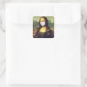 Mona Lisa Via Corona Virus Quadratischer Aufkleber (Tasche)