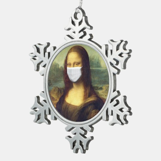Mona Lisa Via Corona Virus Schneeflocken Zinn-Ornament (Rechts)