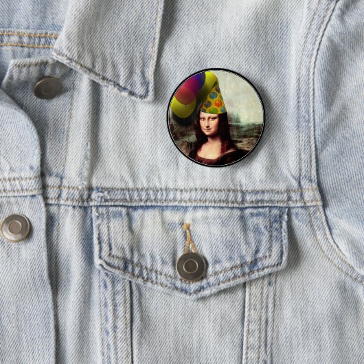 Mona Lisa Wearing Party Hat Button (Beispiel)