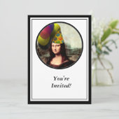 Mona Lisa Wearing Party Hat Einladung (Stehend Vorderseite)