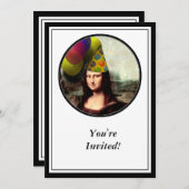 Mona Lisa Wearing Party Hat Einladung (Vorne/Hinten)