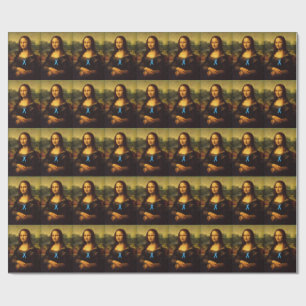 Mona Lisa Wears Blue Ribbon Geschenkpapier