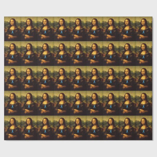 Mona Lisa Wears Blue Ribbon Geschenkpapier (Flach)
