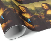 Mona Lisa Wears Blue Ribbon Geschenkpapier (Rolleneckpunkt)