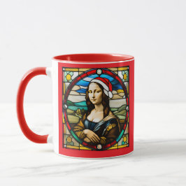Mona Lisa Weihnachten Buntglas Tasse