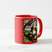 Mona Lisa Weihnachten Buntglas Tasse (VorderseiteRechts)