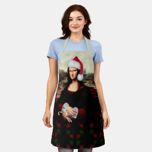 Mona Lisa Weihnachtsmann Hut Weihnachten Schürze