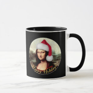 Mona Lisa Weihnachtsmann Hut Weihnachten Tasse