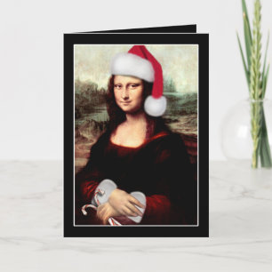 Mona Lisa Weihnachtsmannmütze Weihnachten