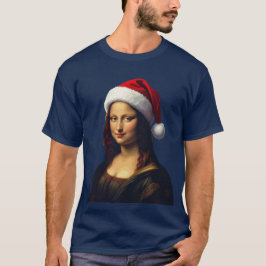 Mona Lisa Weihnachtsmannmütze Weihnachten Feiertag T-Shirt