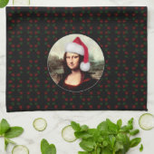 Mona Lisa Weihnachtsmannmütze Weihnachten Geschirrtuch (Gefaltet)