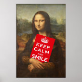 Mona Lisa Weiße Worte: Behalt Ruhe und Lächeln Poster (Vorne)
