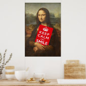 Mona Lisa Weiße Worte: Behalt Ruhe und Lächeln Poster (Küche)