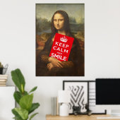 Mona Lisa Weiße Worte: Behalt Ruhe und Lächeln Poster (Heimbüro)