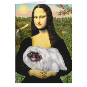Mona Lisa - Weißer Pekinese, schwarze Maske