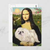 Mona Lisa - Weißpekingese (#4) Postkarte (Vorne/Hinten)