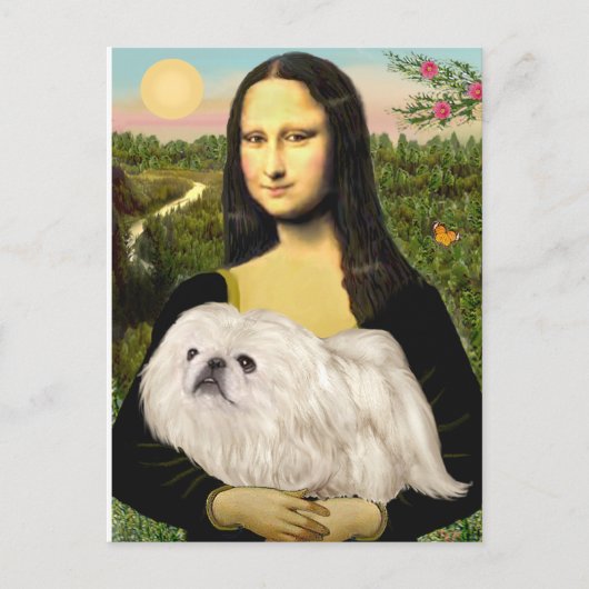 Mona Lisa - Weißpekingese (#4) Postkarte (Vorderseite)