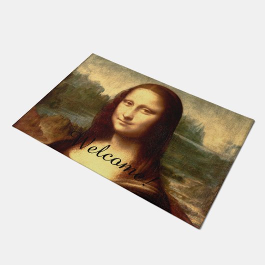 Mona Lisa Willkommen Fußmatte (Schrägansicht)
