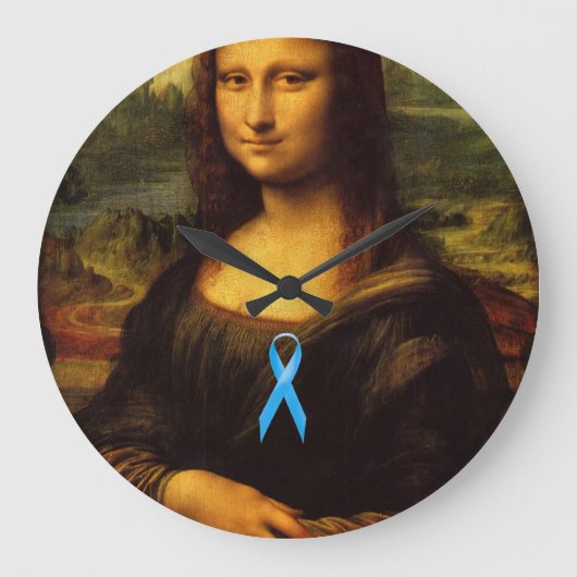 Mona Lisa With Blue Ribbon Große Wanduhr (Vorderseite)