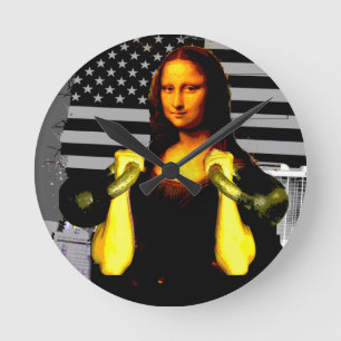 Mona Lisa with KettleBells Runde Wanduhr