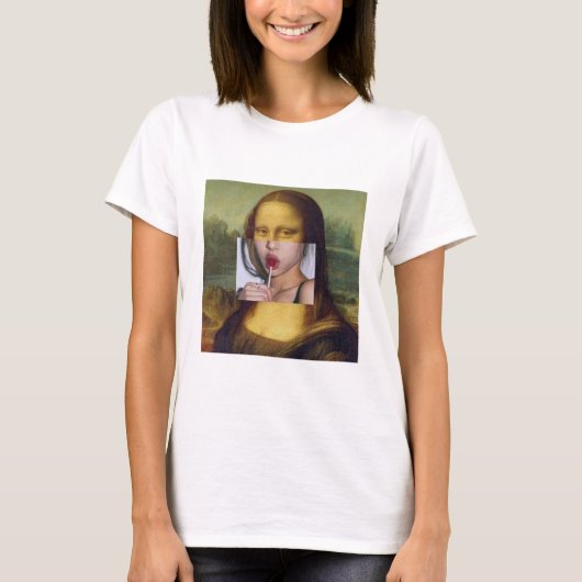 Mona lisa with lollipop t-shirt with colored (Vorderseite)