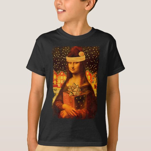 Mona Lisa With Santa Hat For Art Teacher Mona Lisa T-Shirt (Vorderseite)
