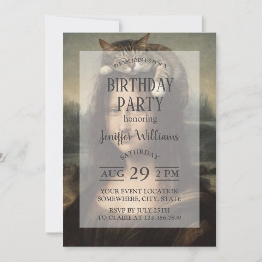 Mona Lisa With Sleeping Cat                        Einladung (Vorderseite)