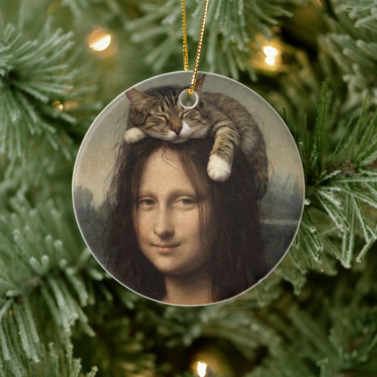 Mona Lisa With Sleeping Cat                        Keramik Ornament (Baum)