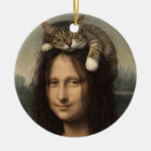 Mona Lisa With Sleeping Cat                        Keramik Ornament (Vorne)