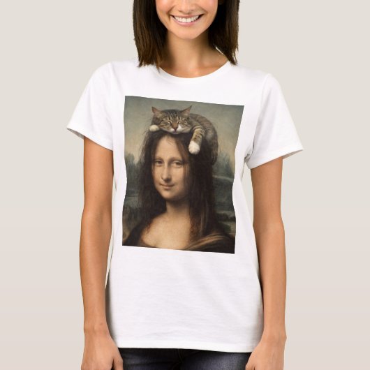 Mona Lisa With Sleeping Cat                        T-Shirt (Vorderseite)