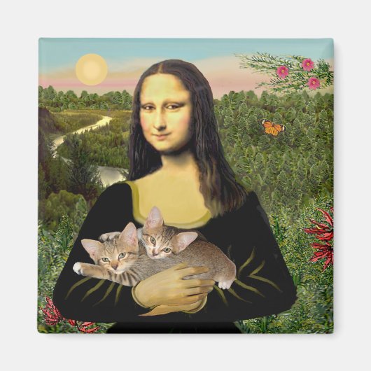 Mona Lisa - Zwei getigerte Kätzchen Magnet (Vorne)