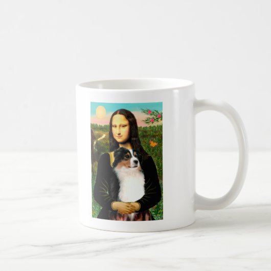 Mona Lisas Australian Shepherd (Tri) Kaffeetasse (Rechts)