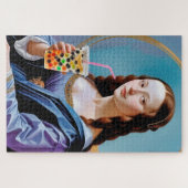 Mona Lisa's Bubble Tea Moment – 1014-Piece Jigsaw Puzzle (Horizontal)