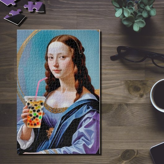 Mona Lisa's Bubble Tea Moment – 1014-Piece Jigsaw Puzzle