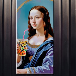 Mona Lisa's Bubble Tea Moment – Glossy Poster
