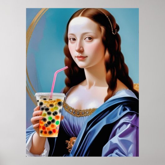 Mona Lisa's Bubble Tea Moment Poster (Vorne)